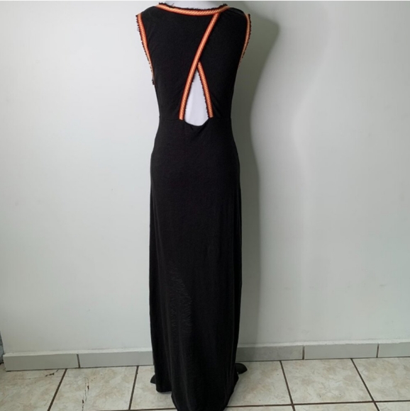 Free People Embroidered Black Sabrina Maxi Cut Out Dress Medium - Picture 14 of 16